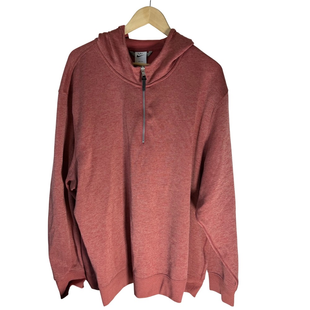 Nike Tiger Woods TW Dri-FIT Quarter Zip‎ Hoodie Mens XXL Red Pink Heathered